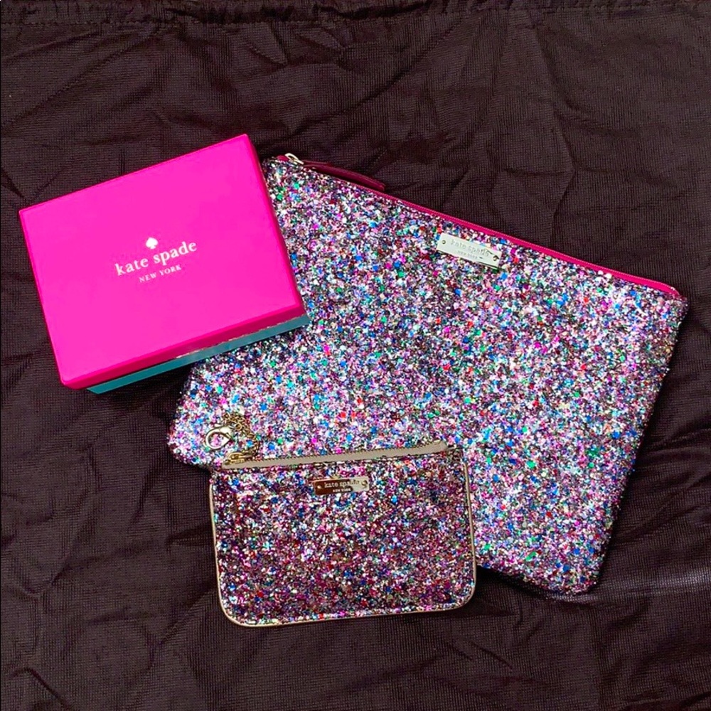 Kate Spade Sparkler Multi Glitter Bee zipper